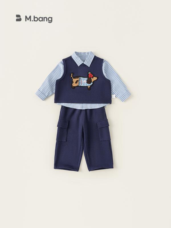 お坊っちゃん 秋 ちびっ子服 3点書き割り 愛くるしい 犬柄 今めかしい より良い プルオーバー トップス 心地よい キッズ 普段使い