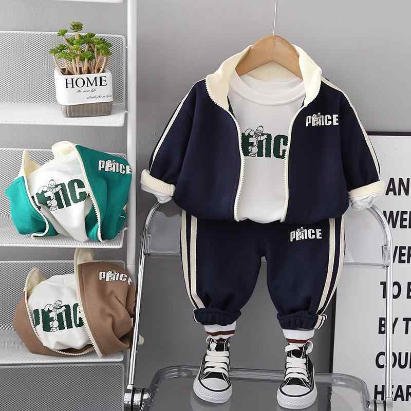 ベビー服 男の子 秋 スポーツ 3点セット 長袖ジャケット シャツ ロングパンツ アクティブウェア 伸縮性 コットン混 動きやすい 日常使い