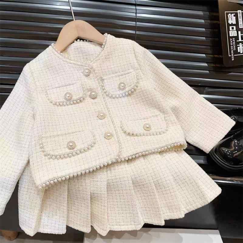 女の子 春 ジャケット スカート セット 子供服 ツーピース コーディネート かわいい スタイリッシュ 軽量 綿素材 普段使い