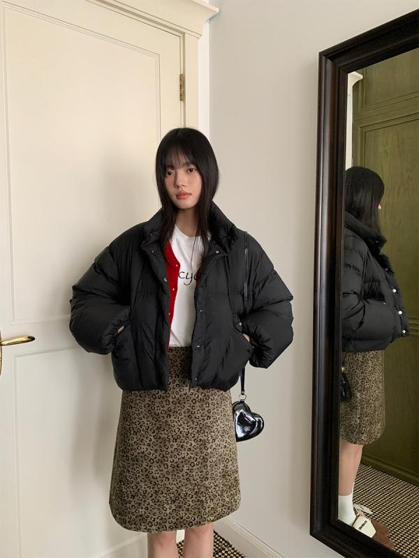 スカート ヒョウ柄 ハイウエスト Aライン ミディ丈 細見え ゆったり 韓国 女性用 カジュアル 普段使い コーディネートしやすい ルーズフィット