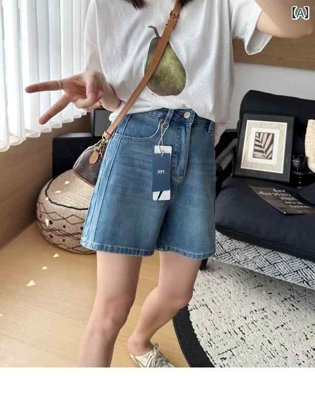 レディース デニム ショートパンツ 夏 薄手 伸縮性 ワイドレッグ ゆったり スタイルアップ カジュアル 軽量 再生繊維 ハイウエスト