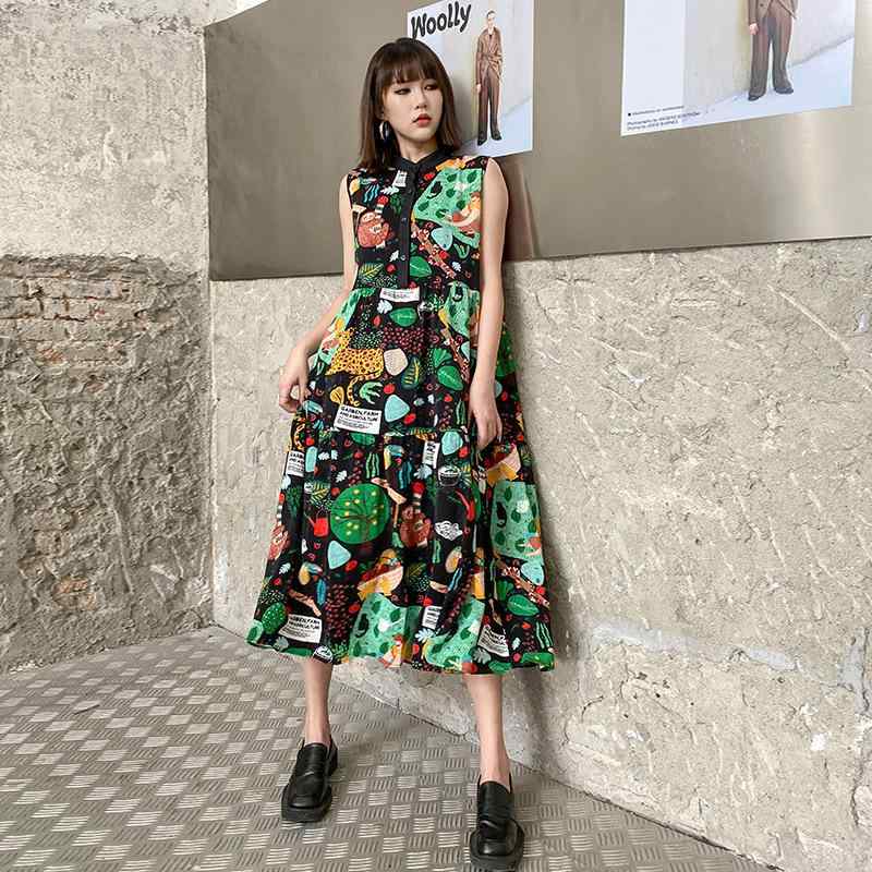 ワンピース レディース 夏 ノースリーブ 小花柄 キャミソール Aライン ゆったり 薄手 垂れ感 カジュアル フレンチスタイル ロマンチック フラワープリント 軽量 ビッグシルエット 日常使い 吸湿速乾 コットン混 ベーシック スタイリッシュ