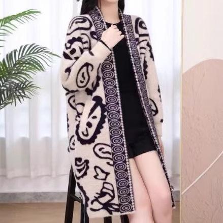 編み物ジレー レディース 秋冬 ロング丈 膝下丈 ゆったり 大きめ大きさ 心地よい アウター 梳毛糸 座標し分かりやすい 今めかしい 優しいこと 填まる 日常使い走り