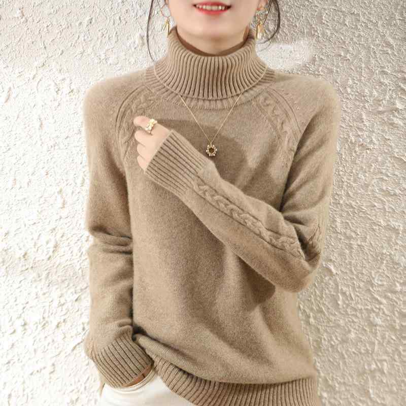 レディース ニットセーター 厚手 ハイネック カシミヤ ウール ゆったり プルオーバー インナー トップス 暖か 柔らか スタイリッシュ｜ホープ