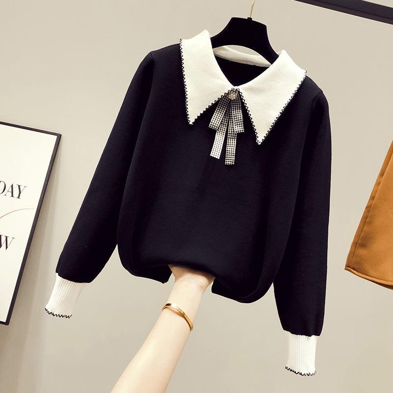 レディース ニットトップス ベビーコラー ゆったり フィット 春 スタイリッシュ 合わせやすい インナー アウター ニットセーター ビッグシルエット 柔らかい素材