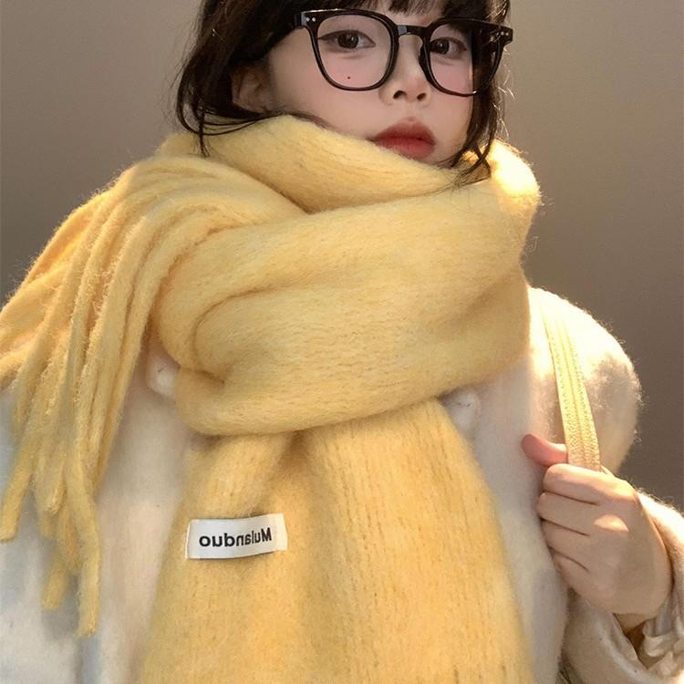 マフラー 女性用 イエロー ニット 毛糸 冬用 厚手 高級感 防寒 保暖 学生 通学 暖かみ 巻きやすい 柔らかい 保温性 首元 コーディネート