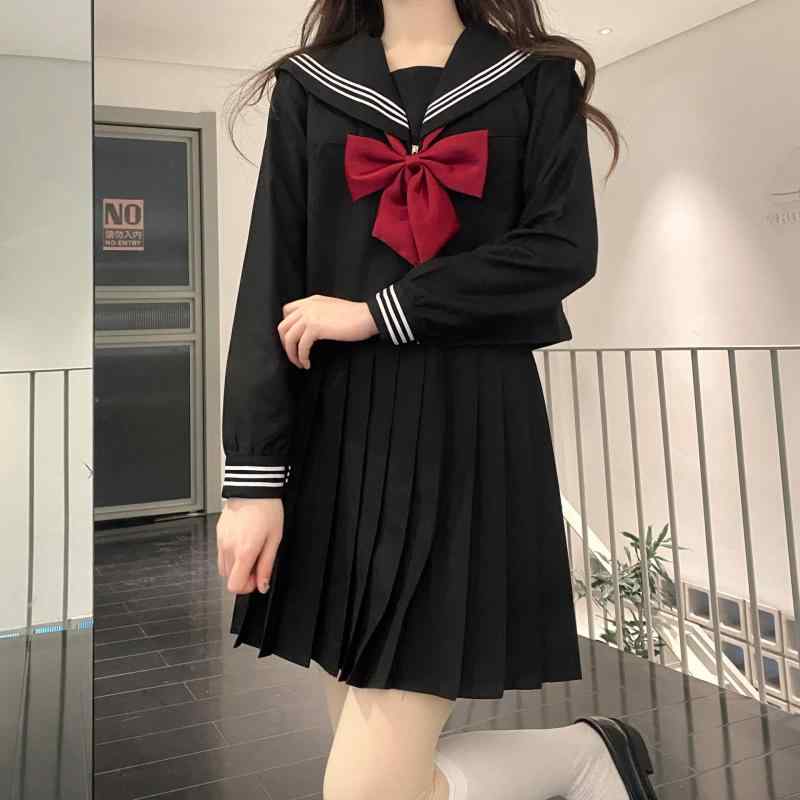 レディース セーラー服 プリーツ スカート セット ブラック スクールスタイル 日系 学院 不良カジュアル 制服 ミニ丈 普段使い 軽量 伸縮性|ホープ