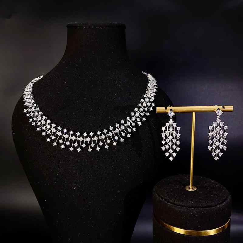 レディース 結婚式 宴会用 アクセサリー タッセル ペンダント イヤリング ネックレス ジルコニア 高級感 フォーマル 2点セット