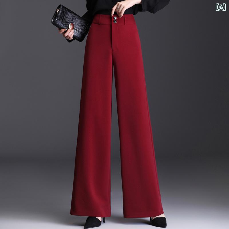 春秋 スタイル 肥厚 クロス ボーダー ワイド レ ッグ パンツ レディースロングパンツカジュアルパンツドレープ非 弾性 ハイウエストスリム 女性
