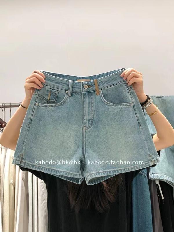 レディース 夏用 デニム ショーツ ホットパンツ ハイウエスト Aライン ワイドレッグ 薄手 軽量 スリット 綿素材 カジュアル 普段使い