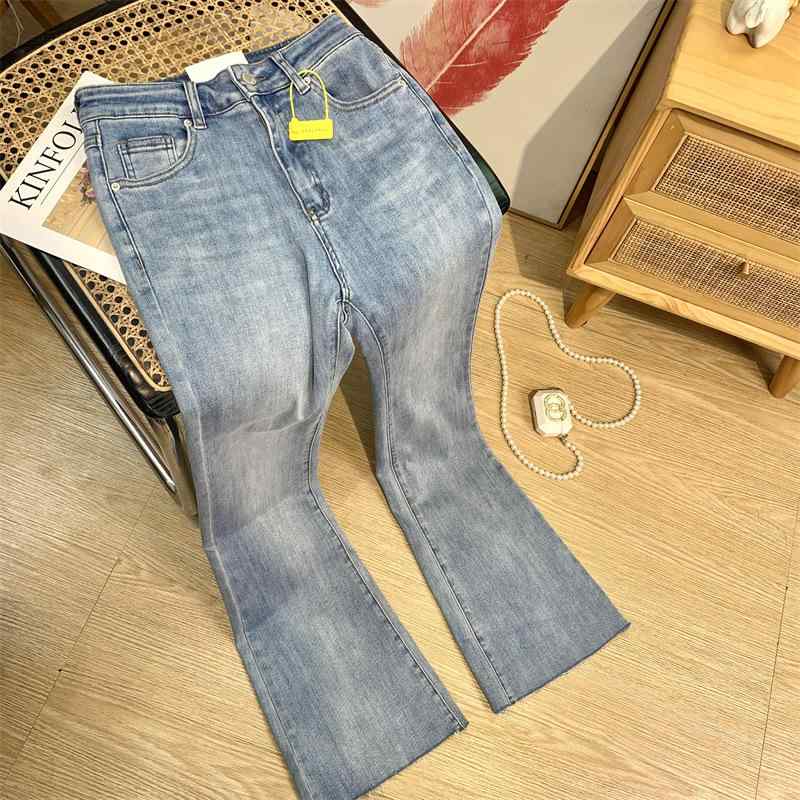 レディース ハイウエスト デニム フレアパンツ ブルー 伸縮性 カジュアル ボトムス ジーンズ 普段使い スリムフィット ストレッチ素材