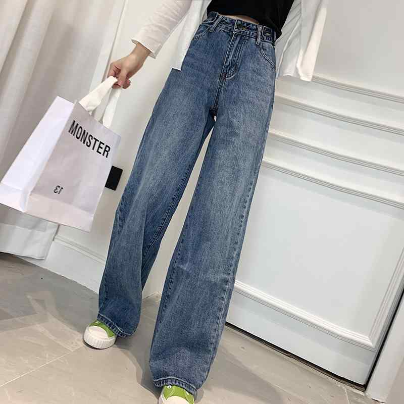 女性用 デニムパンツ ワイドレッグ ハイウエスト ストレート 落ち感 ロング丈 カジュアル ゆったり ストレッチ デニム素材 秋冬 通勤 普段使い