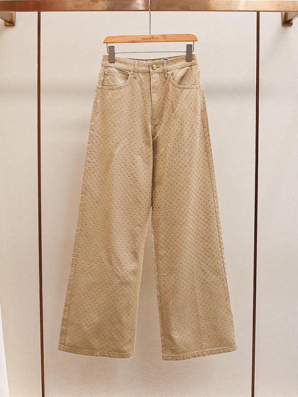 レディース デニムパンツ ジーンズ ハイウエスト スリム効果 ゆったりロング丈 ストレートレッグ クリスタルデコレーション 春 カジュアル 普段使い コーディネート デニム素材 伸縮性 7,826円