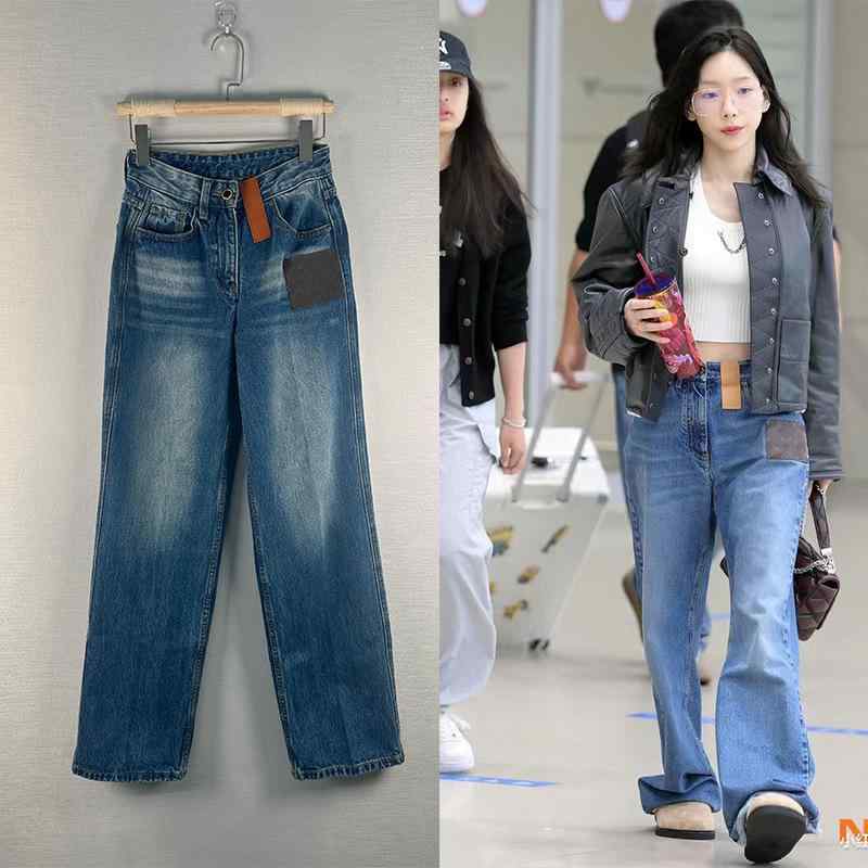 レディース デニムパンツ ハイウエスト ストレート ブルー スリムフィット ロング丈 春夏 カジュアル 普段使い デニム素材 伸縮性 スリム効果