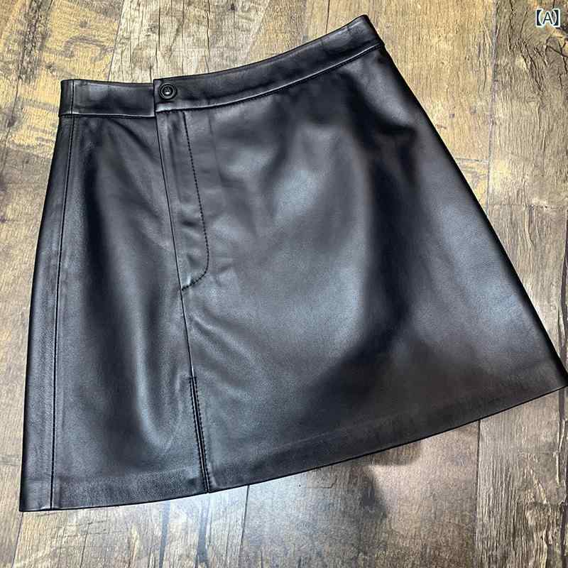 羊の 皮の 半身の スカートの高 腰の a 字の スカートの 革 魅惑 的は 簡単です。 15,163円