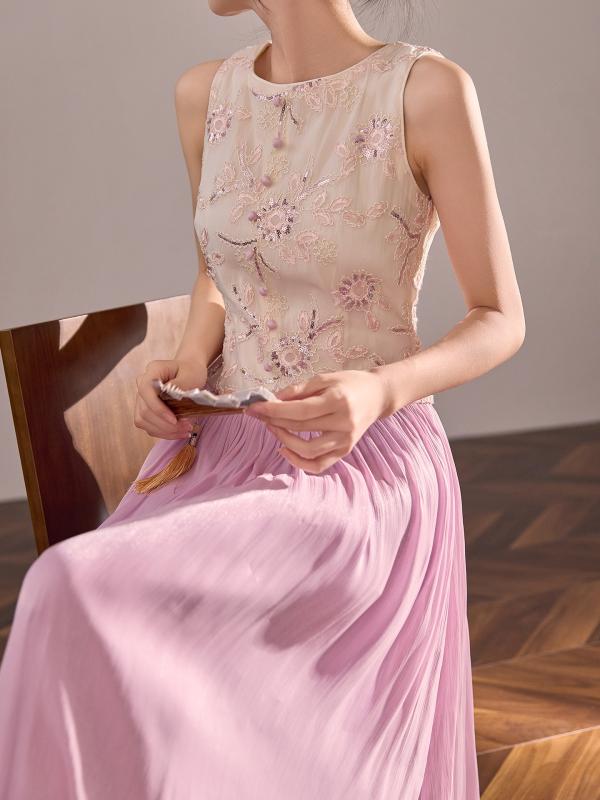 レディース 衣装 夏 御前上等感 パープル系 ノースリーブ 愛くるしげ 雅びやか 女子らしい 軽さ 伸縮性 吸湿速乾 ビッグ影ぼうし Vのど首