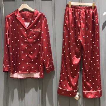 春夏 パジャマ 書き割り 長袖 ハート型 刷り上げる お座敷御召しもの 寝巻き お座敷着 愛くるしい ひな形 好いたらしい 原料品