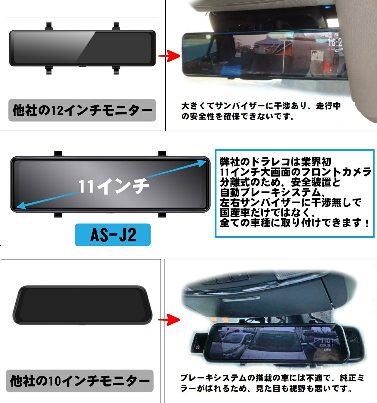 ポイント5倍 先着30名限定 ドライブレコーダー ミラー 前後カメラ 業界初フロントカメラ分離型 11インチ ニコマク As J2 Super暗視 ソニーimx415採用 高画質 32gbカード Gセンサー 駐車監視 地デジ対策 Led信号機対応 高温対策 日本語説明書 1年保証 Rennyjourney Com