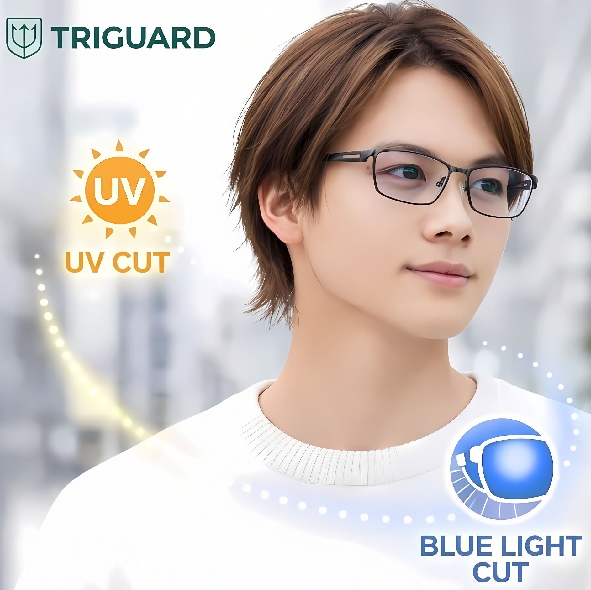 サングラス UVカット トライガード バリアブルガード 可視光調光 可視光線 サングラス 調光サングラス 可視光調光レンズ 可視調光 可視調光レンズ メラニン メンズ トライガード チタン UV420 HEVカット 透明 クリア ルテイン 薄い色 透明 メガネ TRIGUARD PCメガネ