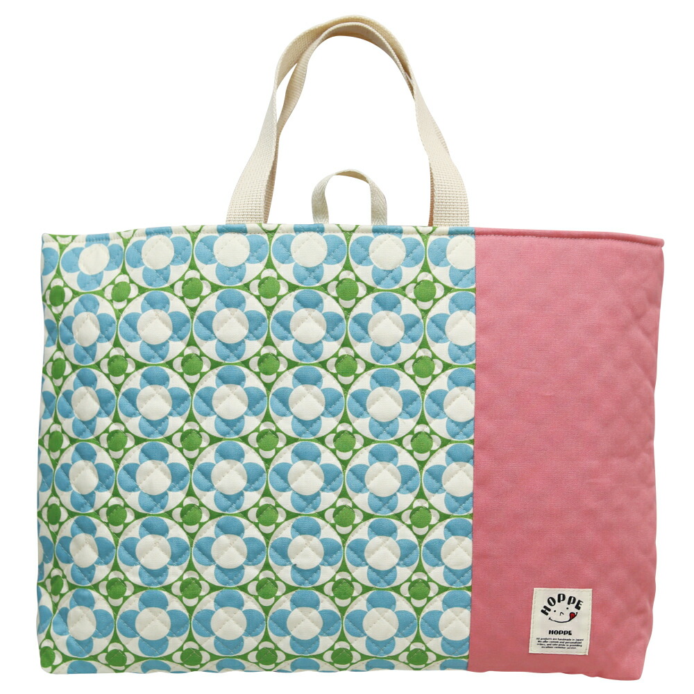 オールハンドメイド 安心の日本製 マチ付きレッスンバッグ レッスンバック おけいこバック 手提げ袋 手作り 手提げバッグ くるくるフラワーグリーン Hoppe ホッペ 正規店 幼稚園レッスンバッグ 入園入学グッズ 幼稚園 お稽古かばん オシャレ マチ付レッスンバッグ