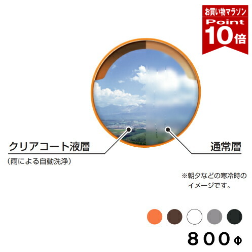 【お買い物マラソン ポイント10倍】 大型カーブミラー クリアコート アクリル製ミラー 超親水性 丸型 800φ 金具付き 一面鏡 オレンジ ブラウン ホワイト グレーブラック 茶 白 黒 日本製 yh749 26,956円