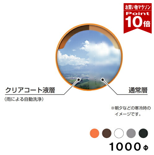 【お買い物マラソン ポイント10倍】 大型カーブミラー クリアコート アクリル製ミラー 超親水性 丸型 1000φ 金具付き 一面鏡 オレンジ ブラウン ホワイト グレーブラック 茶 白 黒 日本製 yh751 36,494円