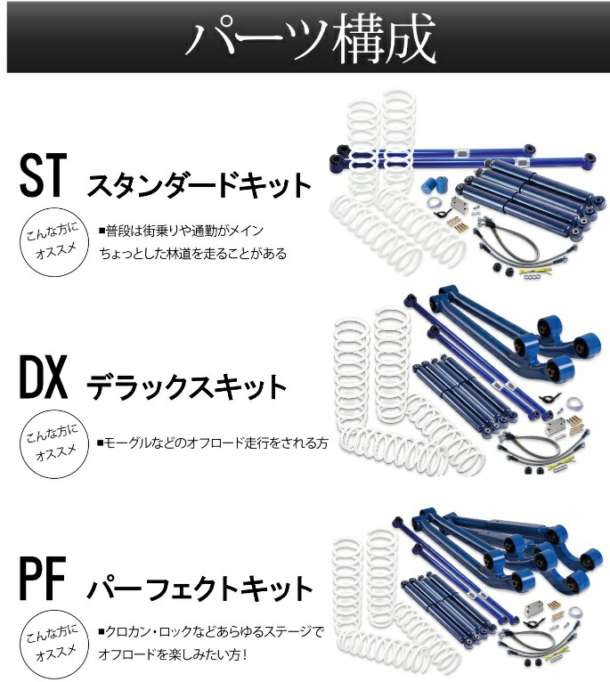 今年の新作から定番まで！ シーエルリンク ジムニー JB64 2インチ リフトアップ デラックス DX キット ブルーラテラルロッド 11081538  C.L.LINK www.inteva.ac.cr