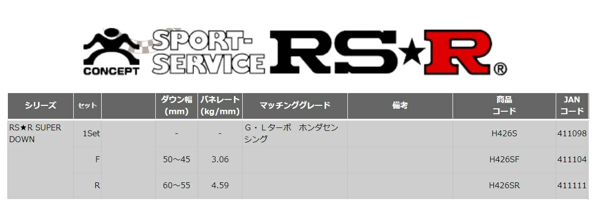 Rs R N Boxカスタム Nboxカスタム Jf4 Jf4 G Lターボホンダセンシング ダウンサス スプリング マフラー リア N Boxカスタム H426sf Rsr スーパーダウン Rsr 個人宅発送追金有 カーパーツ専門店booon ブーン Rs R N Boxカスタム Nboxカスタム Jf4 ダウンサス