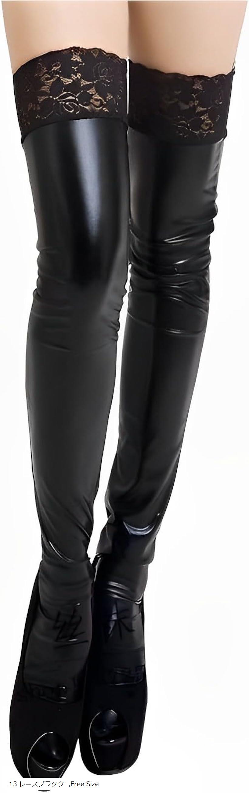 楽天市場】セクシー PU レザー レース ニーハイ オーバー
