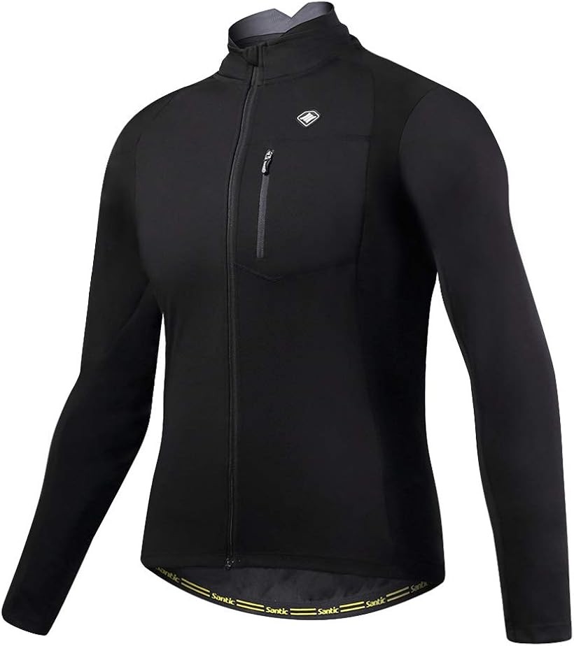 メンズ サイクルジャージ 長袖 サイクルジャケット ウィンドブレーカー 防風 防寒 秋冬用 ブラック XXXL (ブラック, 3XL)