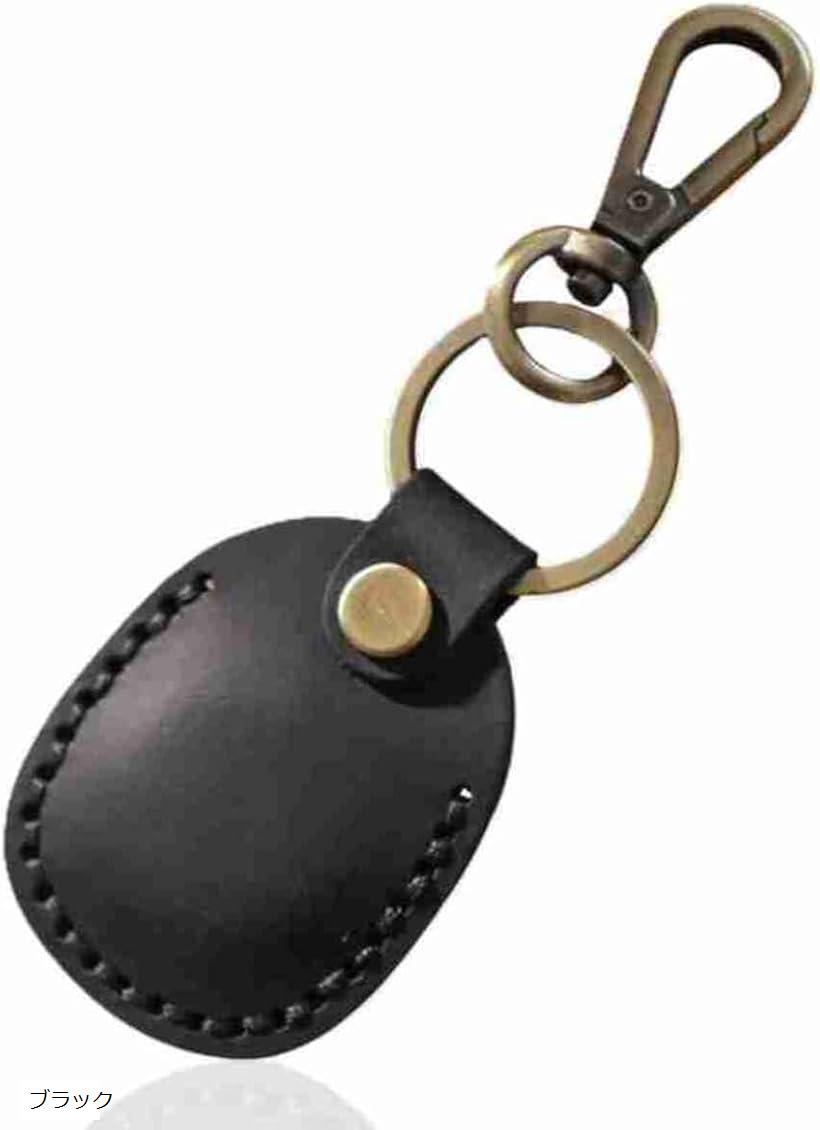 AirTag ケース ビンテージ加工 レザー キーホルダー キーリング 小銭 収納 edyコイン QUICPayコイン ICチップ 革 キーケース  おしゃれ かっこいい 大人 エアタグ アップル ブラック/ブラウン | エムラインストア