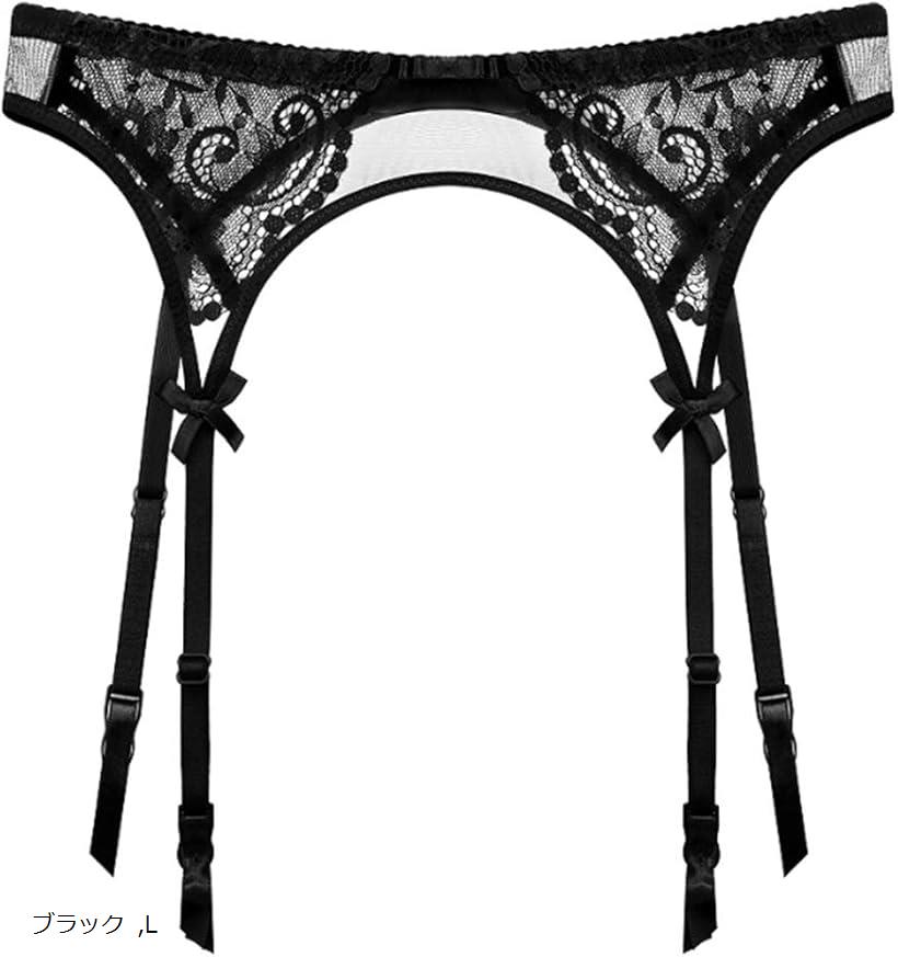 ブラックレースガーターベルト ハーネス レースアップ レッグ ガーター ベルト ソックス リング