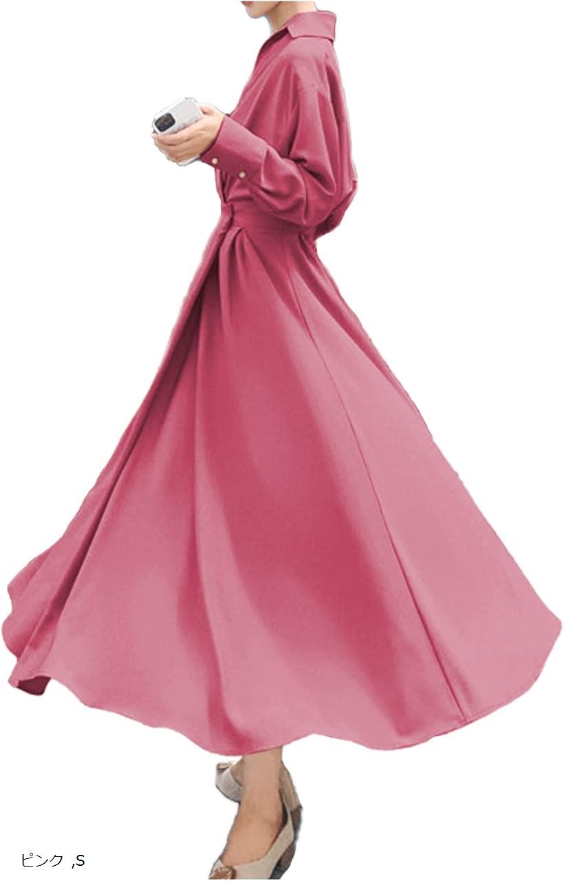 楽天市場】ロングフレアワンピース 襟付き きれいめ 長袖 レディース