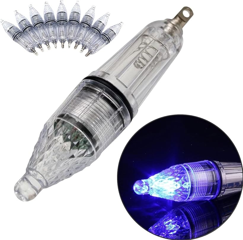 Underwater Light Fishing Fish Luring Light Set of 8 LED Squid Night Fishing Sea Fishing Fish Attracting Light Fishing Tackle Battery Operated Blue (8 Blue)