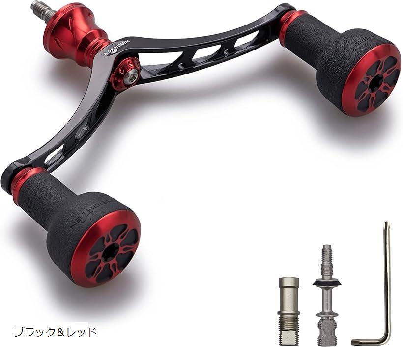 98mm リール ハンドル シマノ SHIMANO ダイワ DAIWA 通用 スピニングリール TPE Series (ブラック＆レッド)