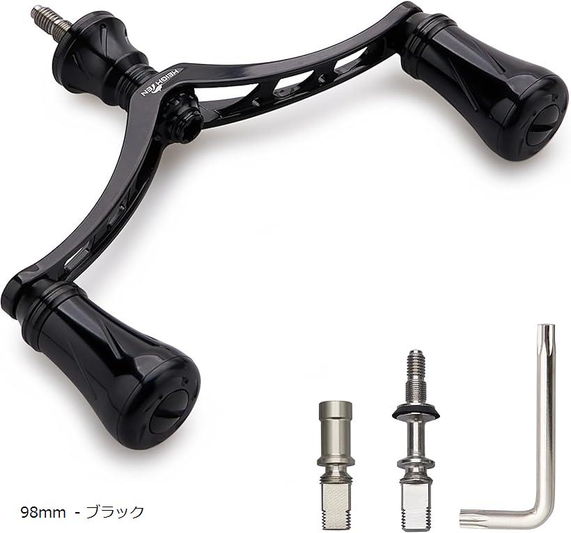 98mm リール ハンドル 19mm ノブ 搭載 シマノ ダイワ 通用 スピニングリール用 New Pillar Series - ブラック 940 (98mm - ブラック)