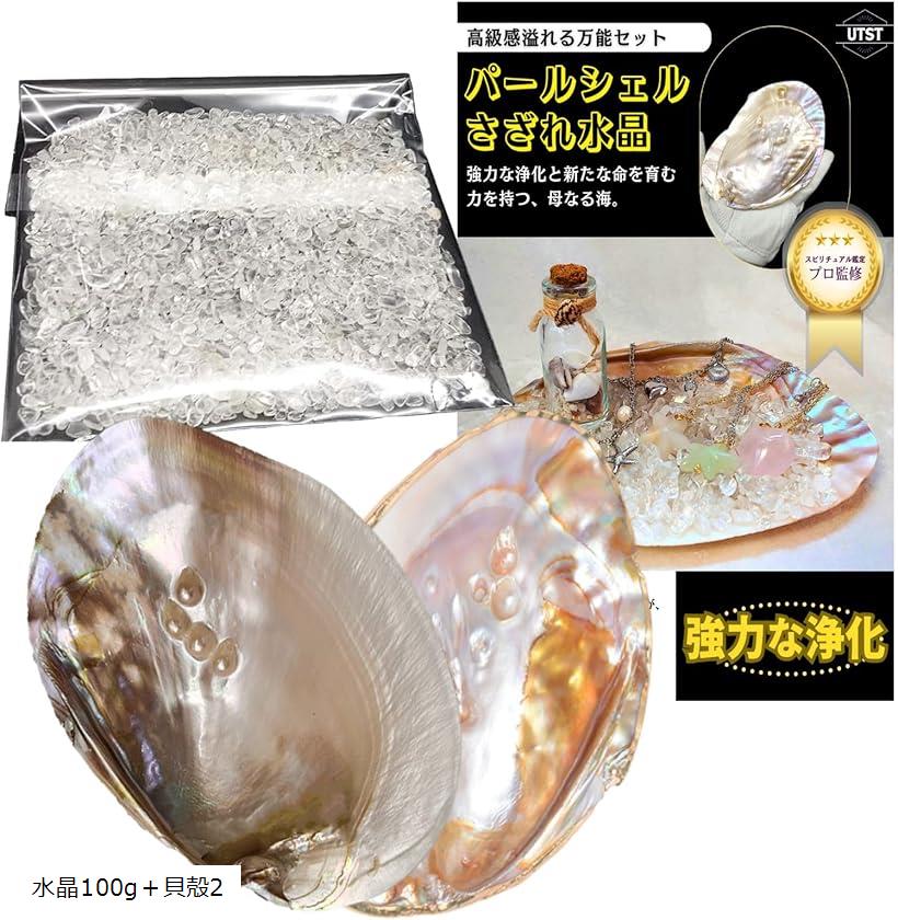 No1080 水晶 ライトスモーキー ゴールデンヒーラーイン シェル 貝 お皿 No1080 水晶 ライトスモーキー ゴールデンヒーラーイン シェル 貝 お皿