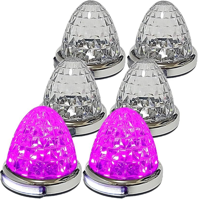 互換品 カスタマイズ 12V 24V トラック用 LED マーカーランプ 路肩灯機能付 サイド メッキリング 5面クリスタルカット仕様 22LED 汎用 (ピンク, 6個)｜ホリック 7,668円