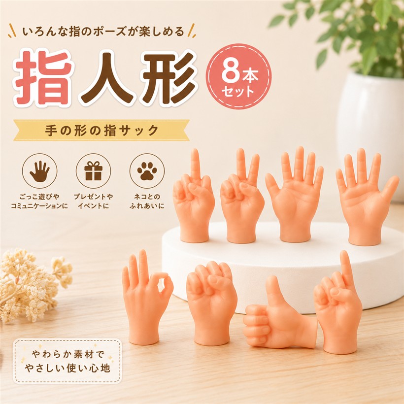 【楽天市場】指人形 手 指サック おもちゃ 手の形 猫 8本セット 人の手の指サック ネコ 小さい手 ミニハンド (ナチュラル):ホリック