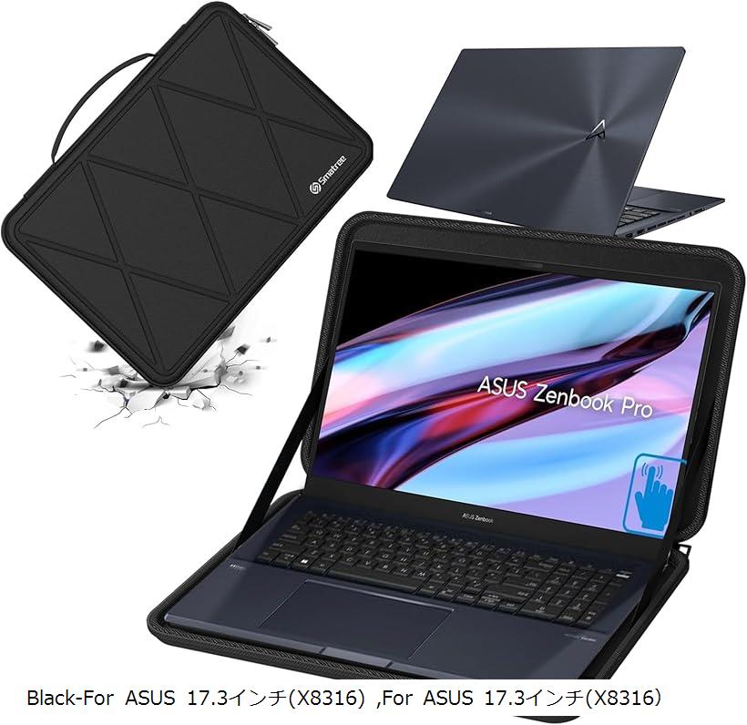 互換品 ハードEVA保護スリーブケース 17.3インチ ASUS Zenbook Pro ラップトップ専用 ハードケース 防水 360度耐衝撃 M116 (Black, For ASUS 17.3インチ(M116))|ホリック