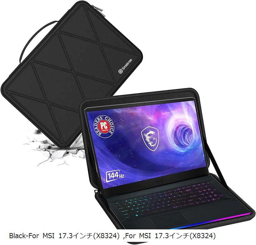 互換品 ハードEVA保護スリーブケース 17.3インチ MSI Alpha A4DEK-011、MSI GE76 Dragon TIAMAT 10UG-483/ GP76 耐衝撃 (Black, For MSI 17.3インチ（M124）)｜ホリック