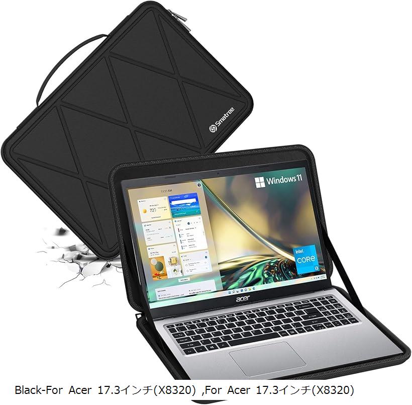 互換品 ハードEVA保護スリーブケース 17.3インチ Acer Aspire 5 Laptop -A517-53-78TS/58XA、16インチ Swift Go 防水 通勤 (Black, For Acer 17.3インチ(M118))|ホリック