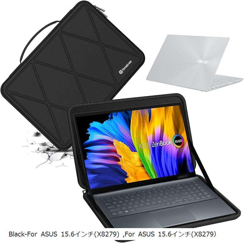 互換品 ハード EVA保護スリーブケース 15.6インチ ASUS Zenbook Pro OLED UM535 、15.6インチ Vivobook 15X 防水 360度耐衝撃 (Black, For ASUS 15.6インチ（M83）)