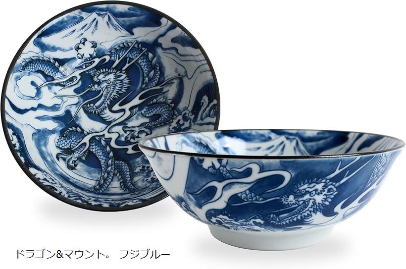 美濃焼 6.3寸ラーメン丼 2個セット ドラゴン 日本製 青 ブルー KND202(ブルー, 2XL)画像