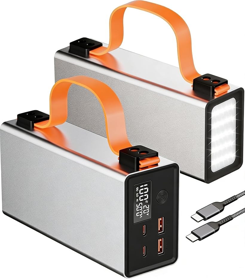 ポータブル電源 86000mAh/140W ポート USB?Ax2＋USB?Cx2 PD3.1 急速充電 入出力 パススルー充電 ハンドル付き デジタル残量表示 LED ライト (ぎんいろ, 170x81.5x48.5mm)｜ホリック