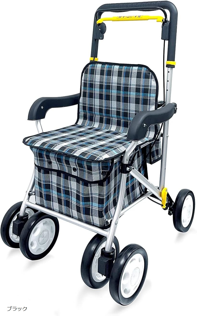 ケア・ペアレント Care-Parent シルバーカー アルミ製 折りたたみ 軽量 手押し車 CP-01B (ブラック, ブラック)