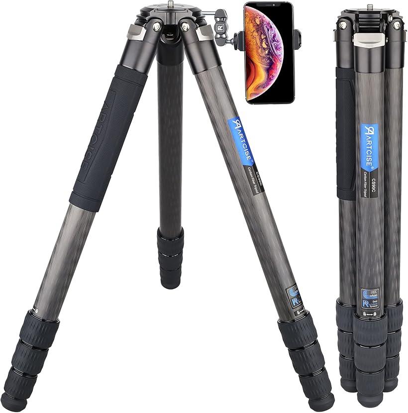 互換品カーボン 三脚 コンパクトトラベル三脚 40mmパイプ径 全高1690mm 2024年最新デザイン 軽量設計 4段 ナットロック式 一脚可変式多場景適用 カメラビデオ三脚 超高耐荷重40kg以上 デジタルカメラ (ブラック, 90C)