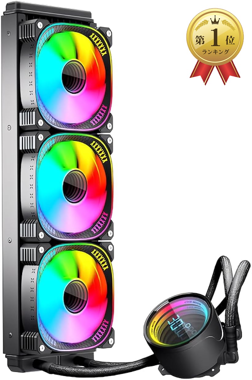 [Rakuten Ranking #1] COOLMOON Simple Water Cooled Cooler with Temperature Display Function Infiniti-Mirror CPU Cooler LED ARGB 5v 3 pin LGA1700/1200/115X AMD: AM5/AM4 socket compatible 4 pin