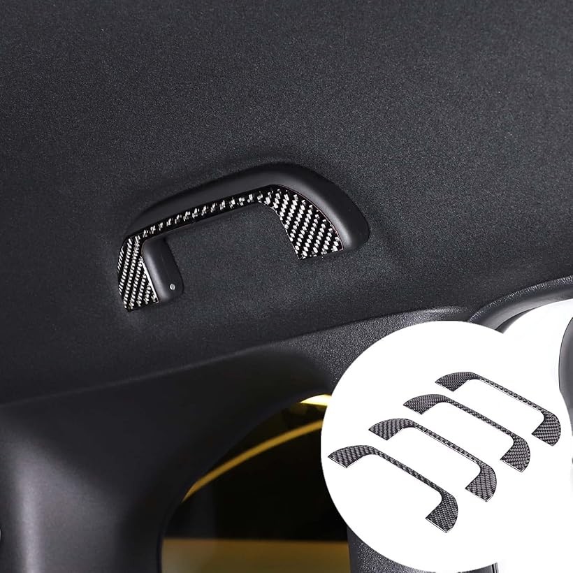 互換品ホンダ N-BOX 2017-2021 JF3 JF4 専用 アシストグリップカバー 車アシストグリップ カーボン調 4点セット (アシストグリップ, アシストグリップ)
