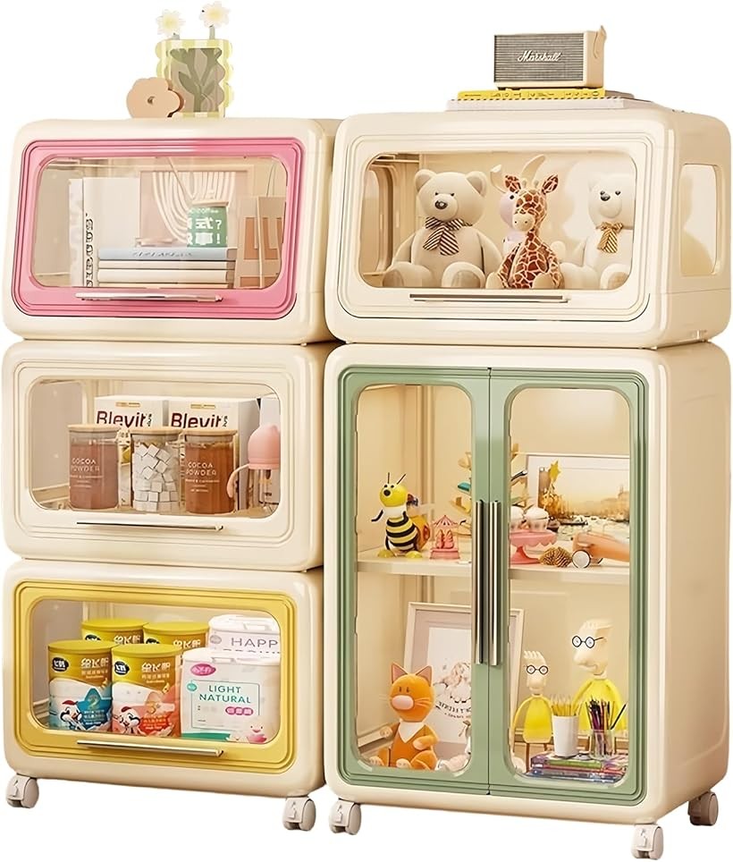 Tidy Space おもちゃ収納ボックス 子供用 モジュール式 組み合わせ自由 分類収納 キャスター付き 取り外し可能 幼児 おしゃれ 北欧風 安全設計 丸角加工 (ホワイト, 標準タイプ)